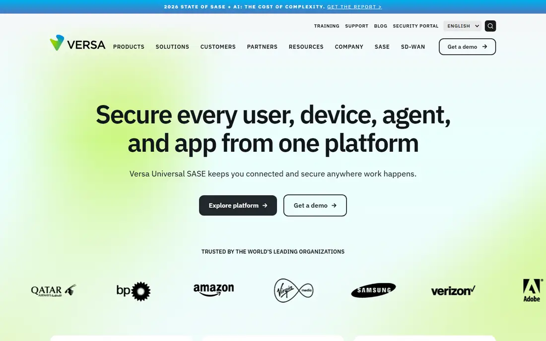 Versa Networks homepage