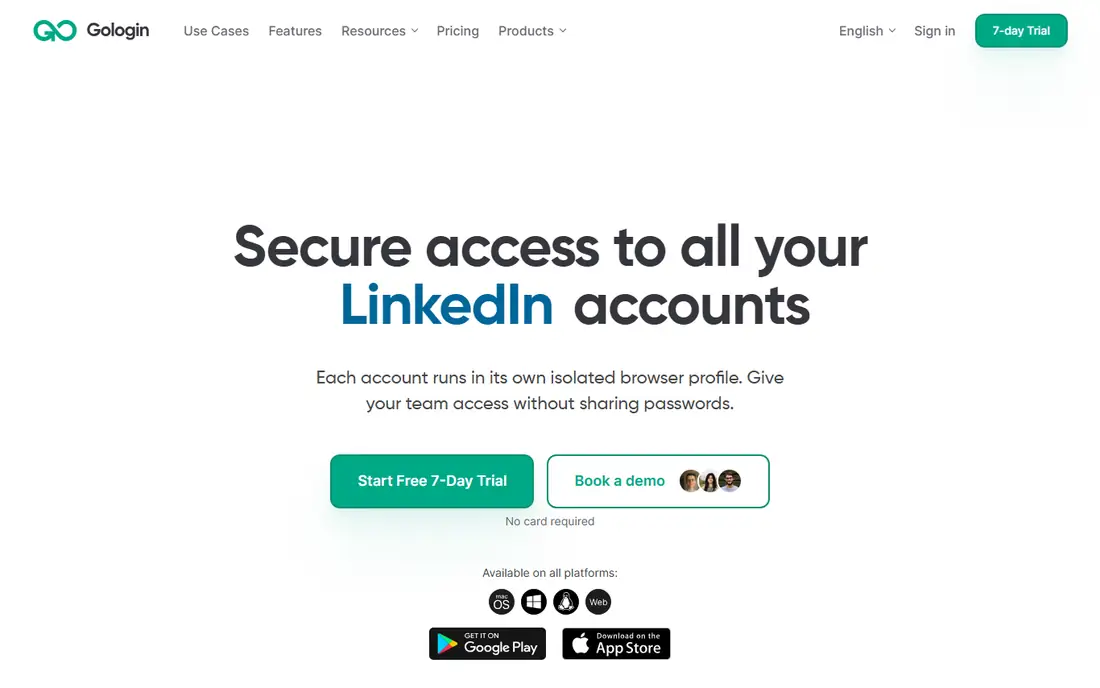 GoLogin homepage