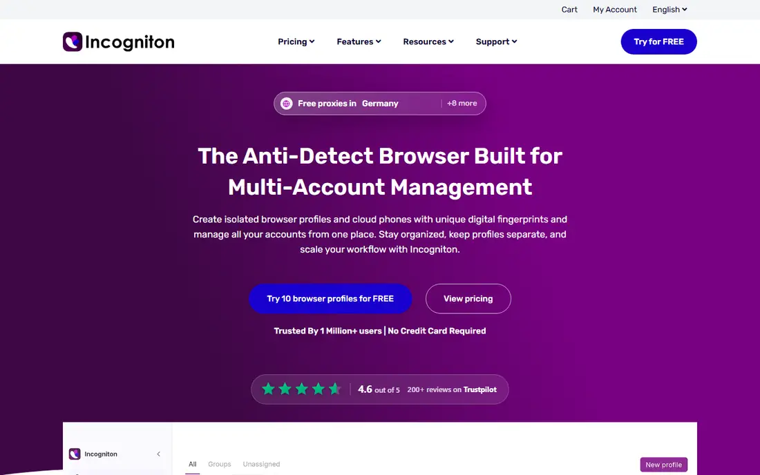 Incogniton homepage