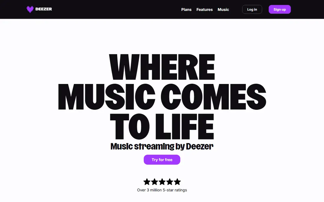 Deezer homepage