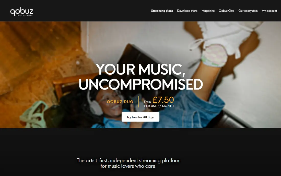 Qobuz homepage