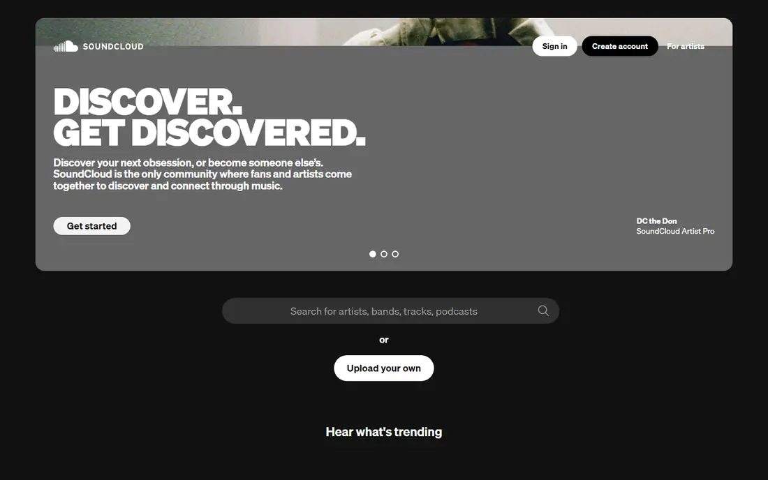 SoundCloud homepage