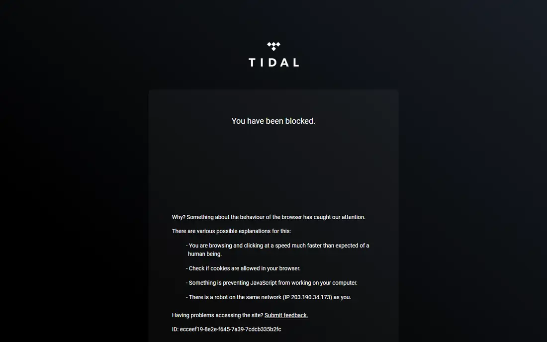 TIDAL homepage