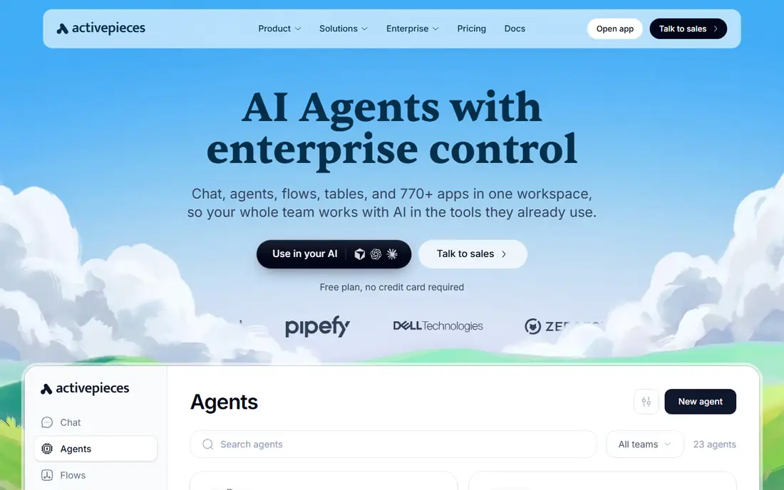 Activepieces homepage