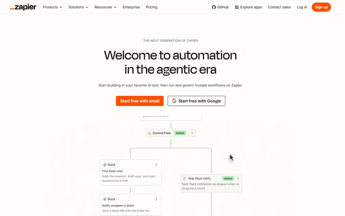 Zapier homepage