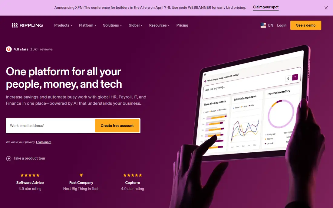 Rippling homepage