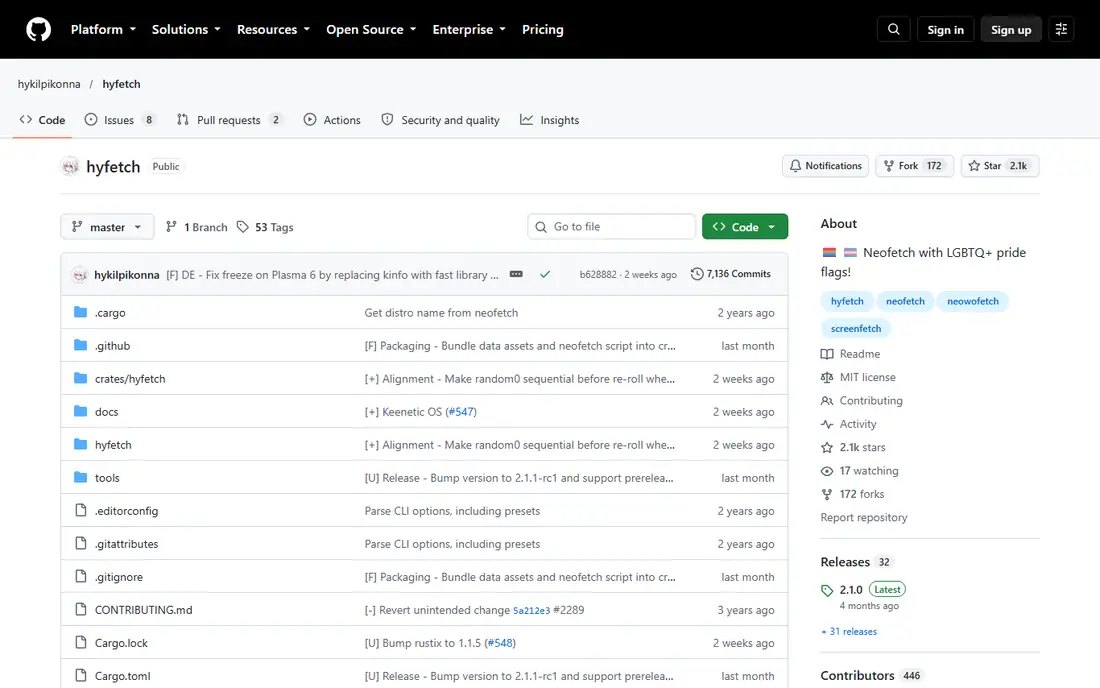 Hyfetch homepage