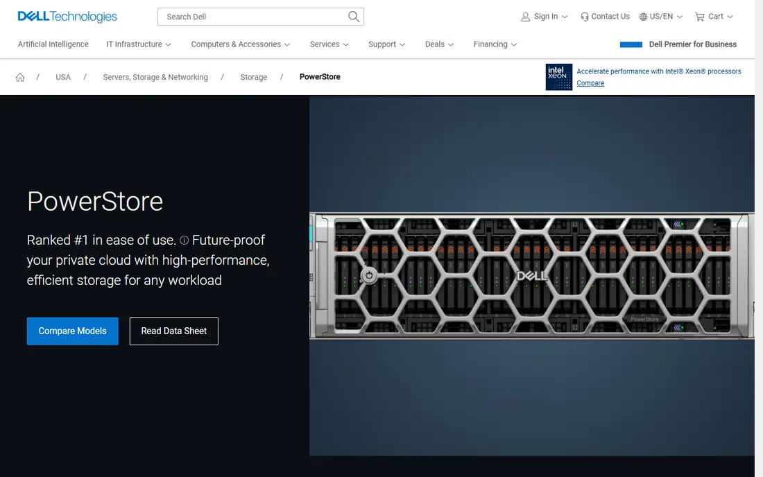 Dell PowerStore homepage