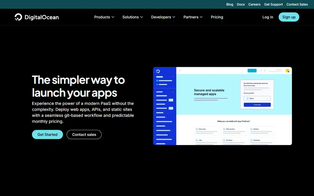 DigitalOcean App Platform homepage