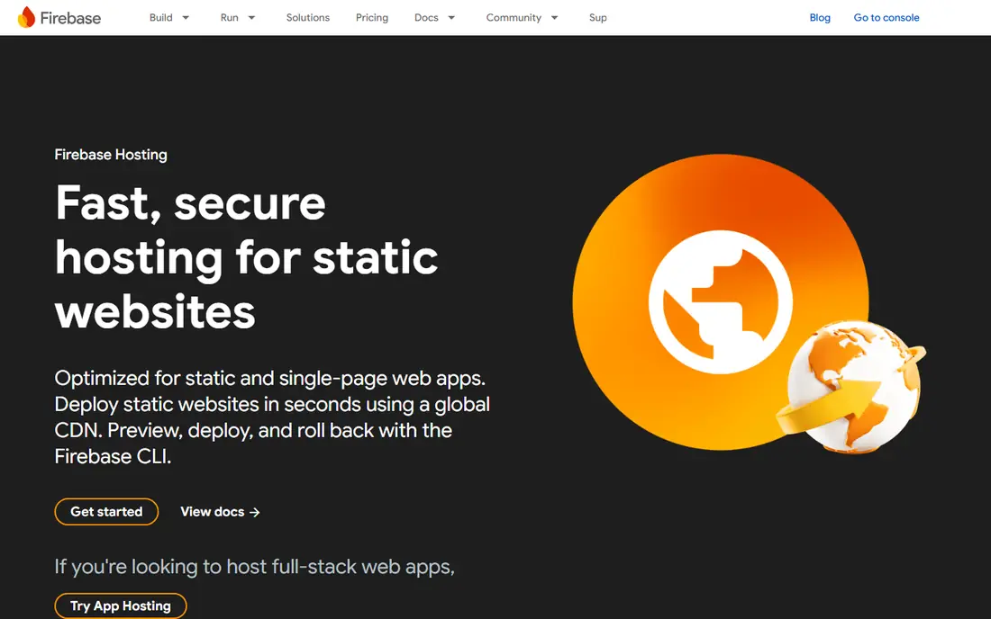 Firebase Hosting homepage