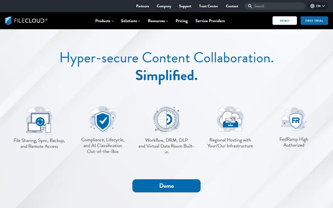 FileCloud homepage