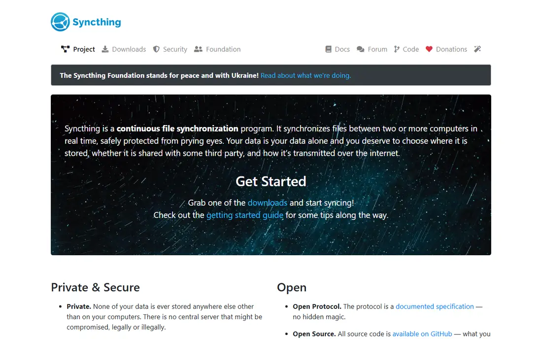 Syncthing homepage