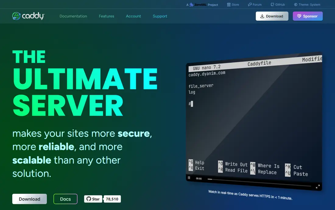 Caddy homepage