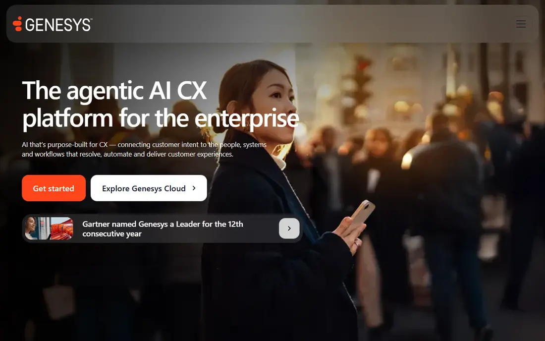 Genesys Cloud CX homepage