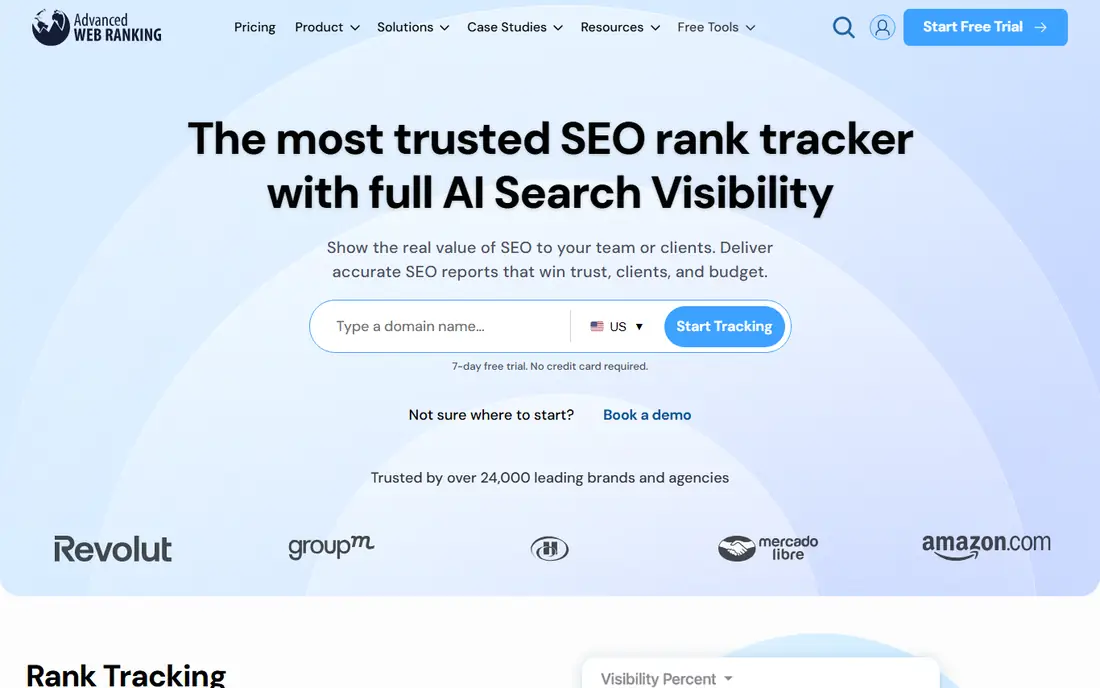 Advanced Web Ranking homepage