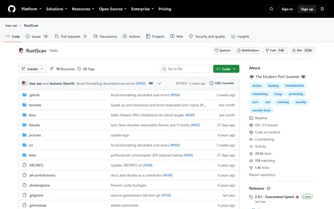 RustScan homepage