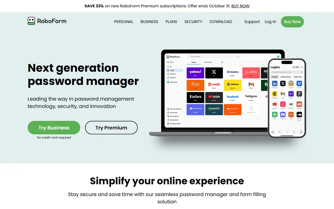 RoboForm homepage