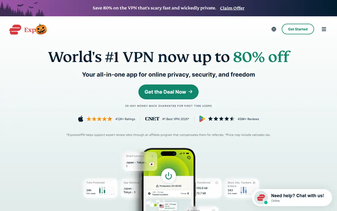 ExpressVPN homepage