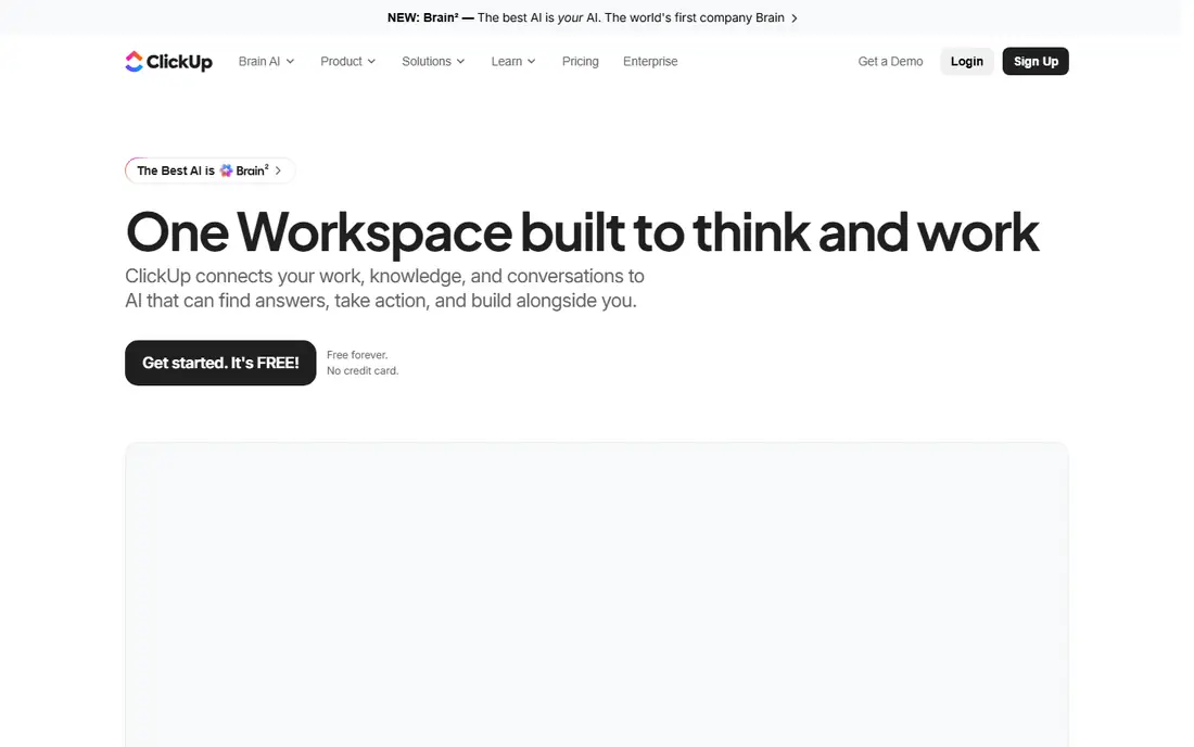 ClickUp homepage
