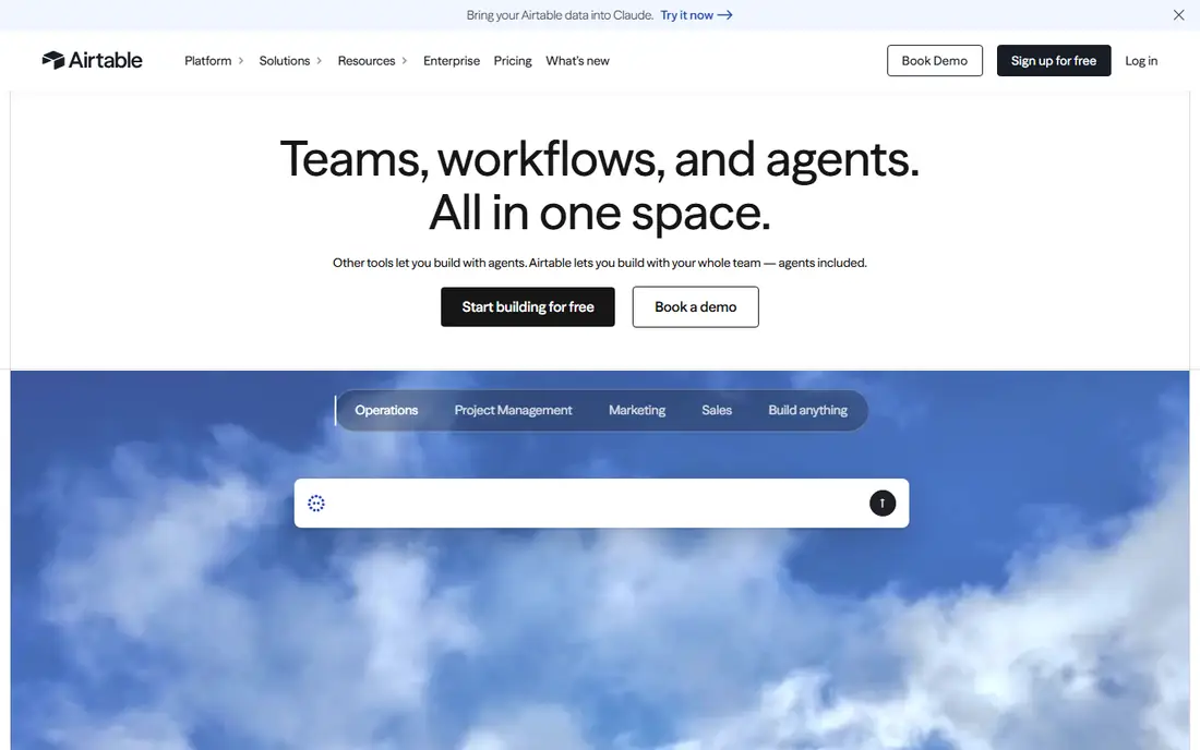 Airtable homepage
