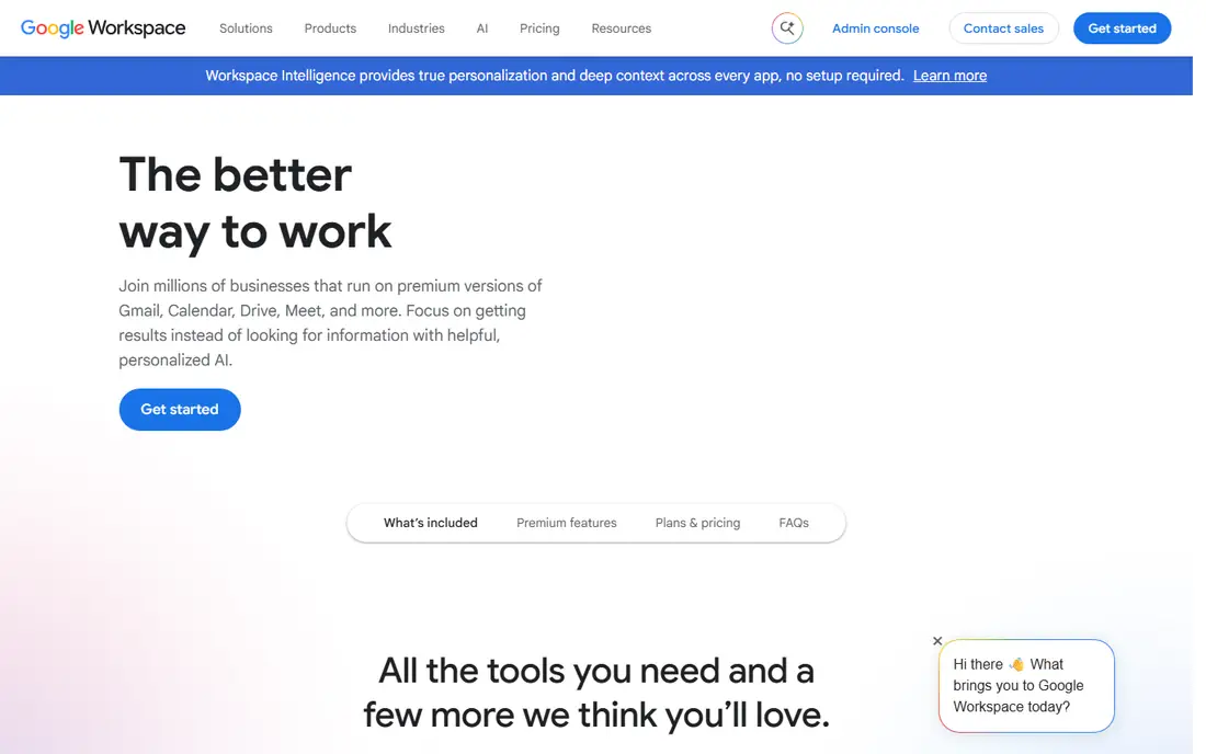 Google Workspace homepage