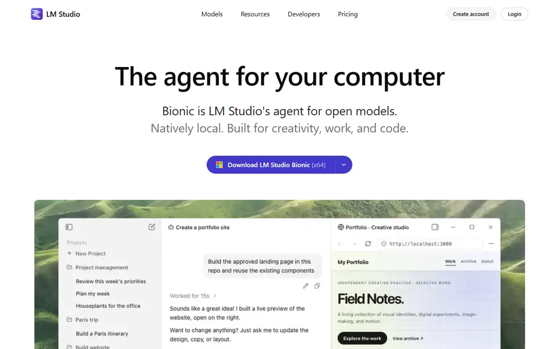 LM Studio homepage