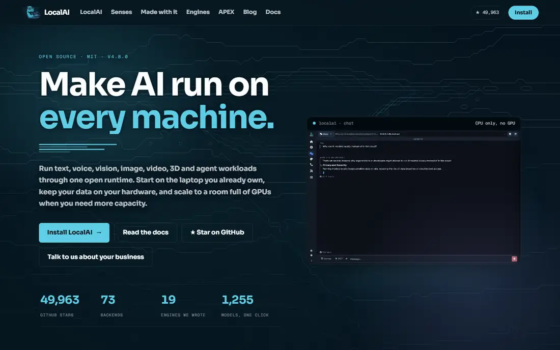LocalAI homepage