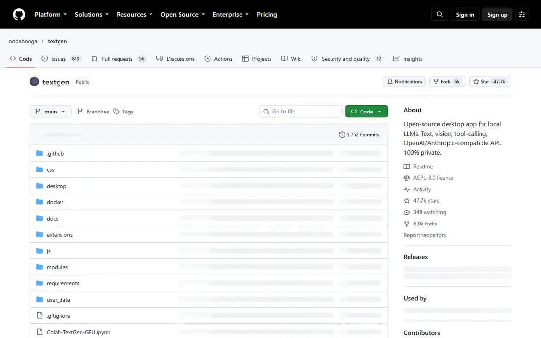 TextGen homepage