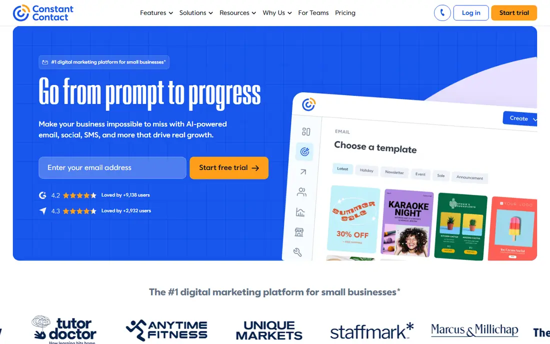 Constant Contact homepage