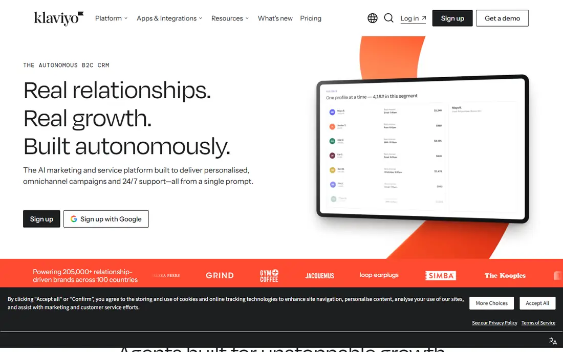 Klaviyo homepage