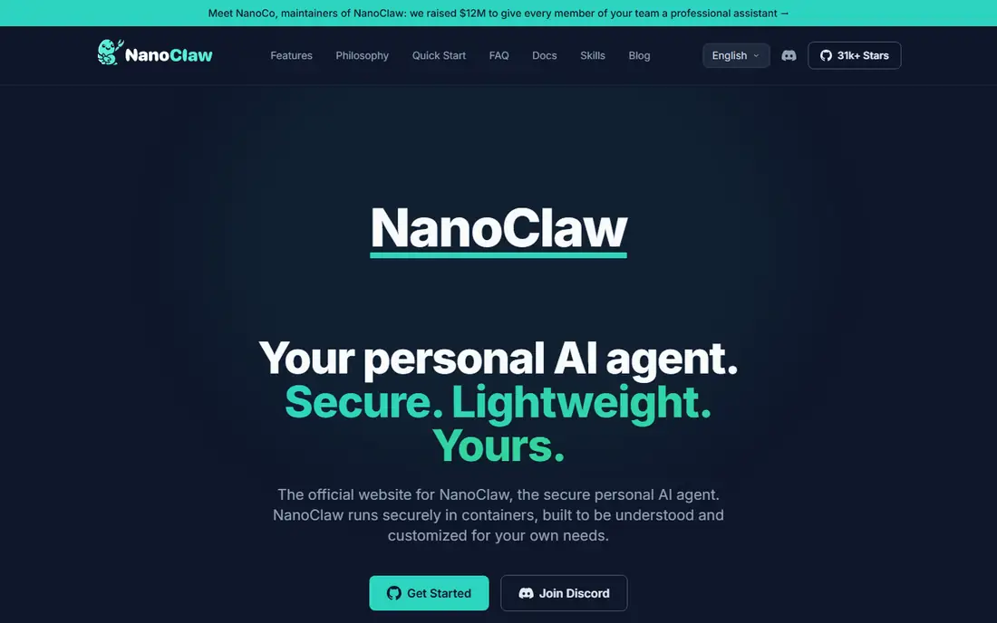 NanoClaw homepage