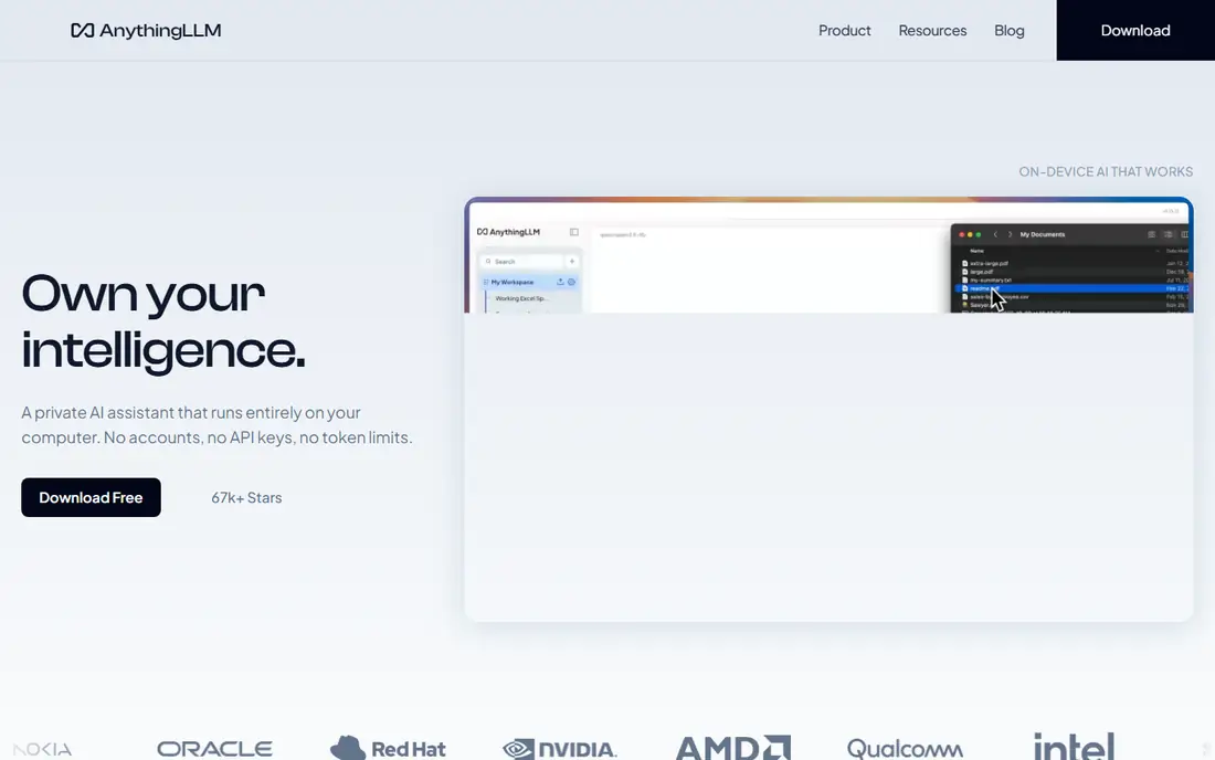AnythingLLM homepage