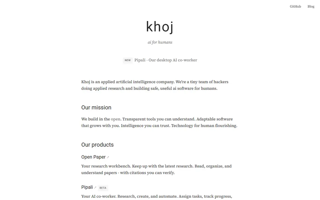 Khoj homepage