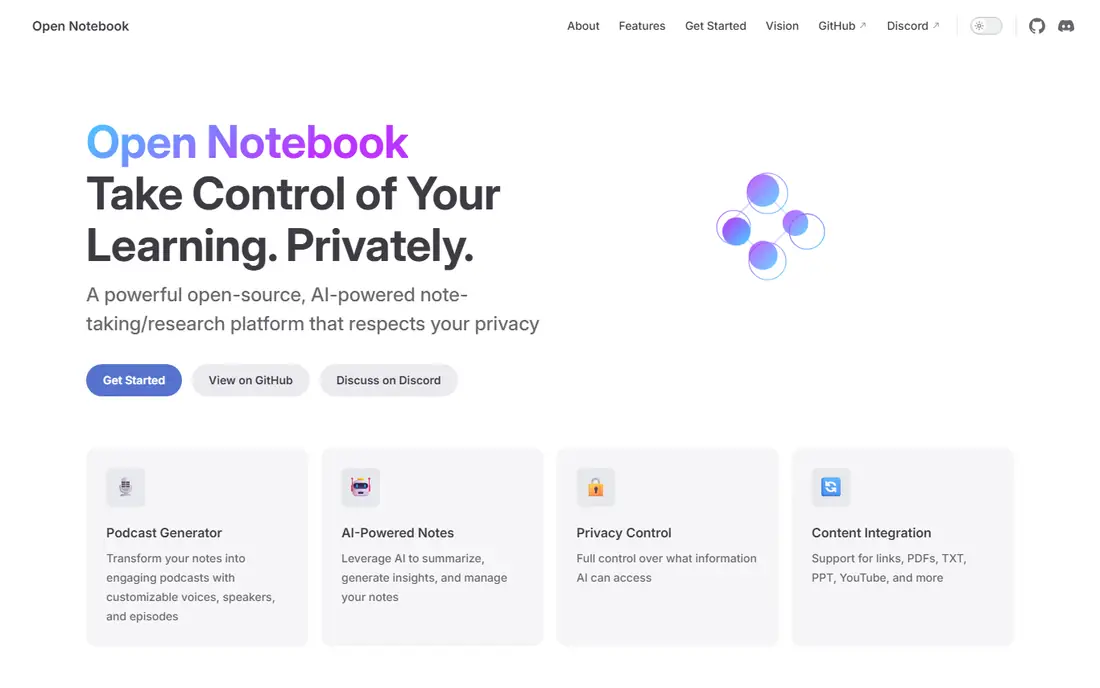 Open Notebook homepage