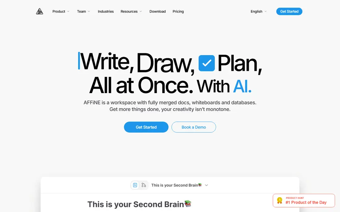 AFFiNE homepage