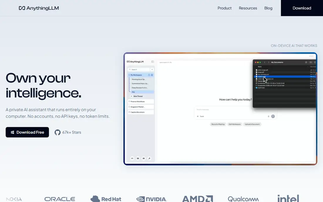 AnythingLLM homepage