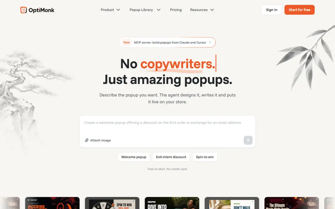 OptiMonk homepage