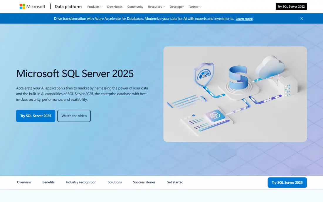 Microsoft SQL Server homepage
