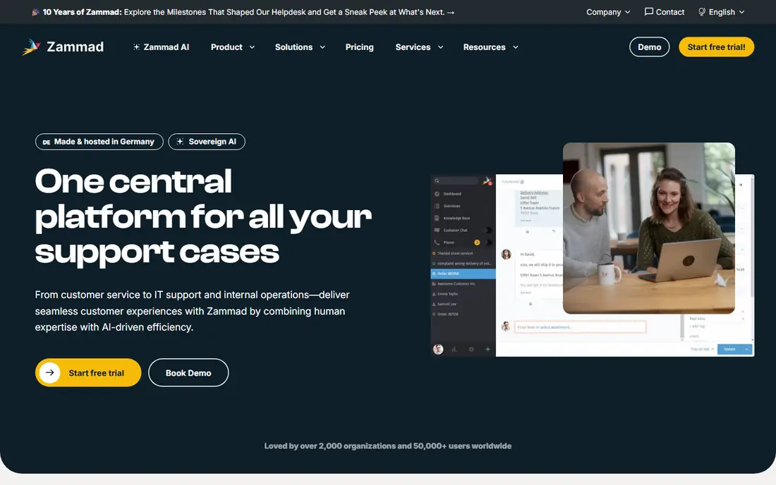 Zammad homepage