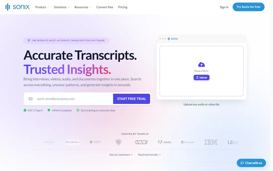 Sonix homepage