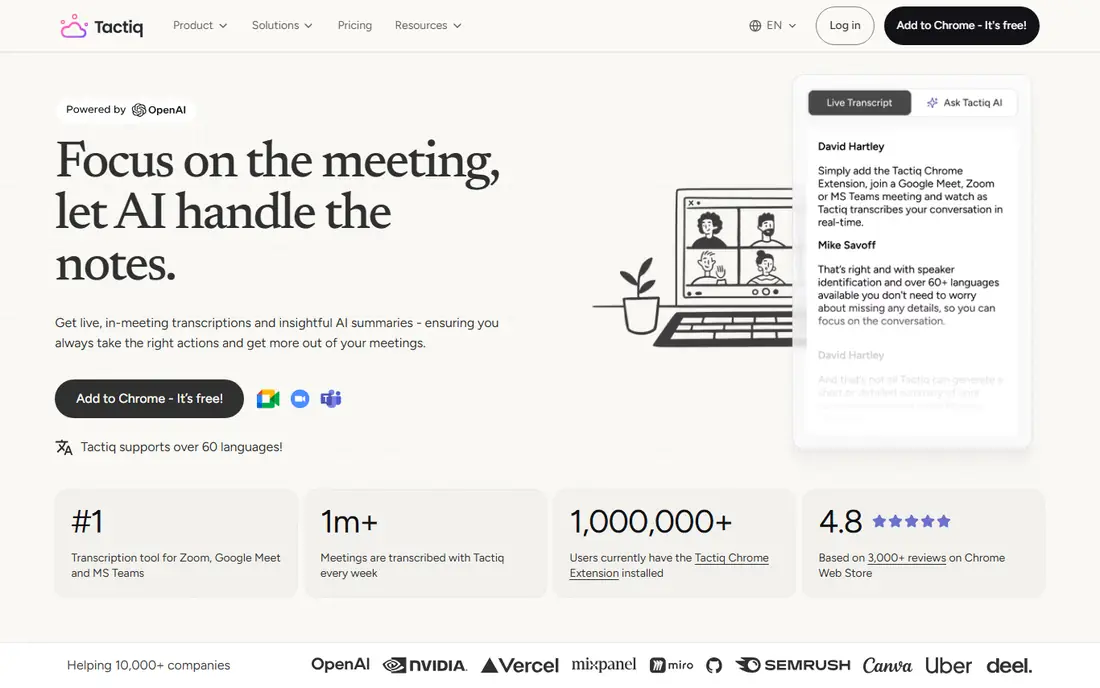 Tactiq homepage