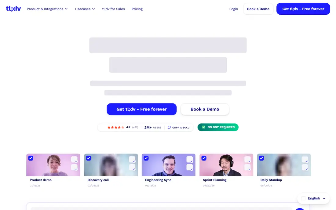 tl;dv homepage
