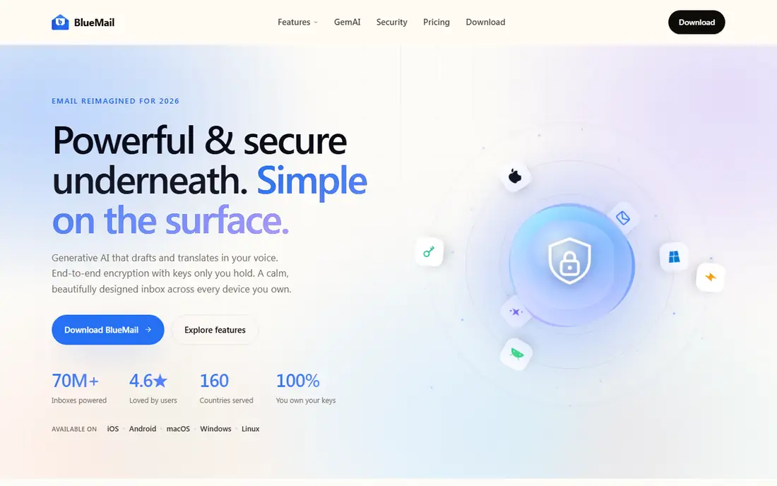 BlueMail homepage