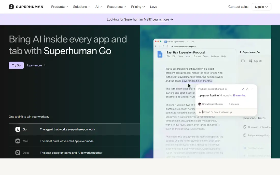 Superhuman homepage