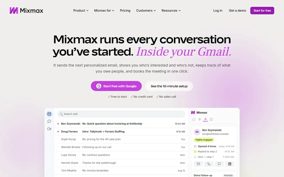 Mixmax homepage