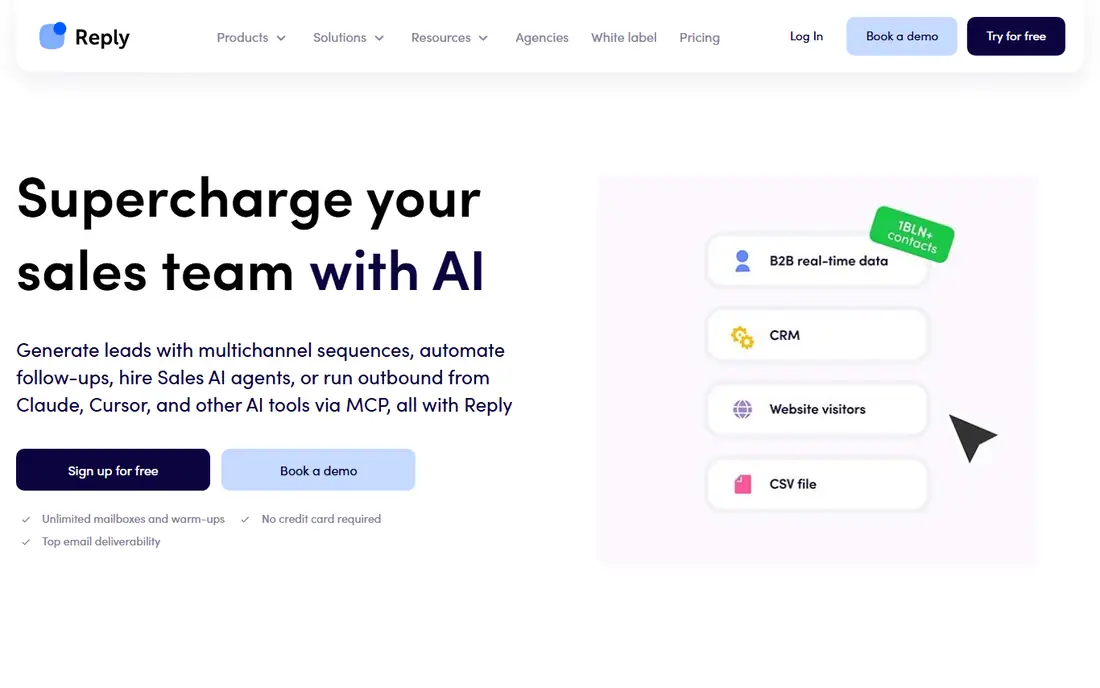 Reply.io homepage