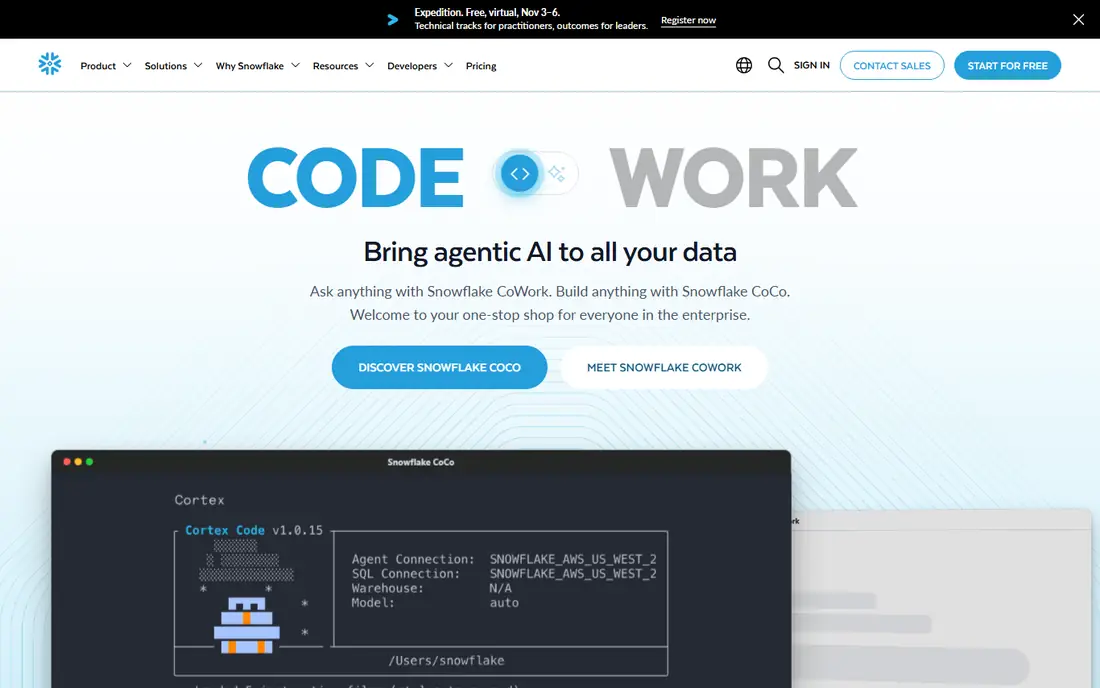 Snowflake homepage