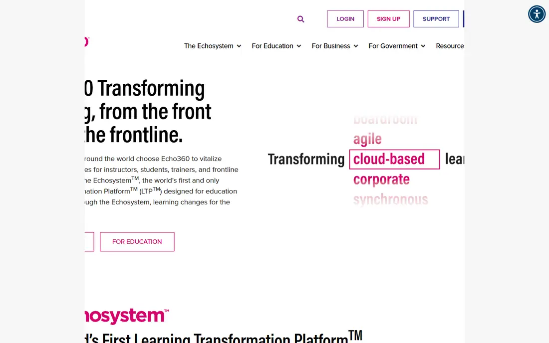 Echo360 homepage