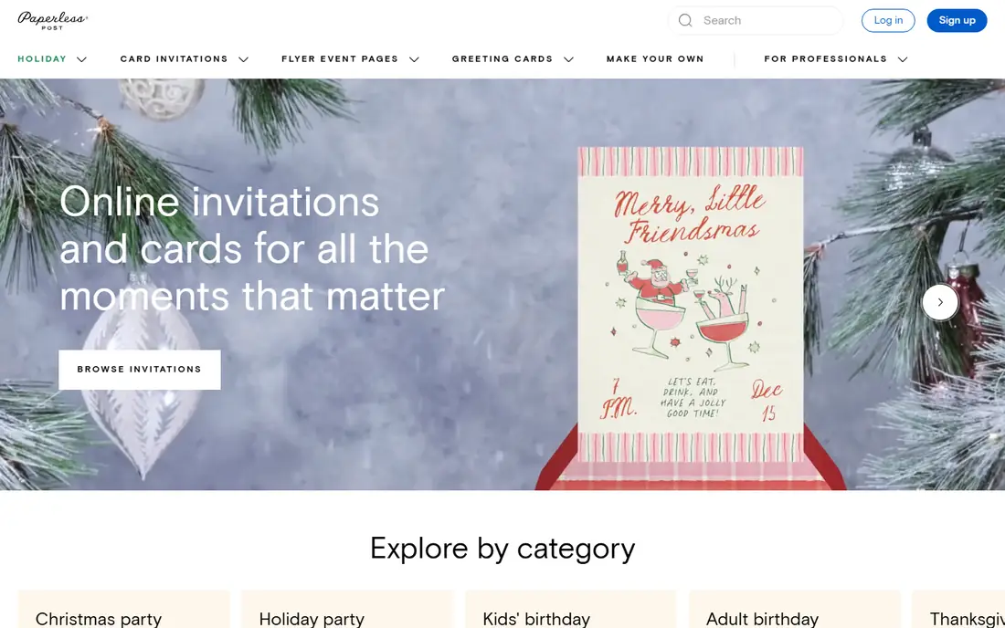 Paperless Post homepage