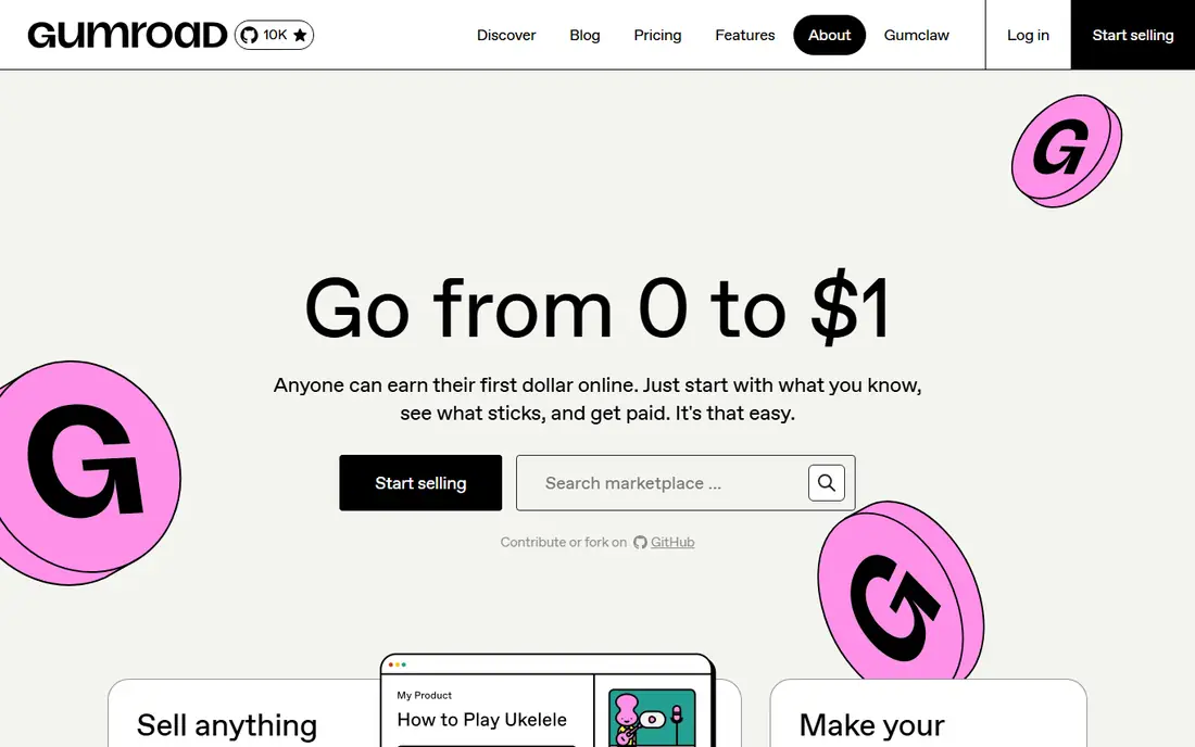 Gumroad homepage